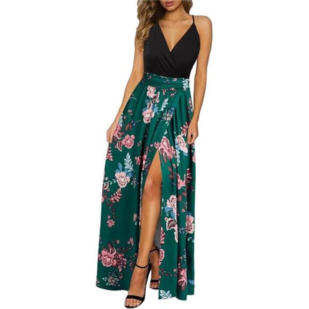 Luxe Summer 2025 Maxi Dress Vacation Floral Spaghetti Strap Spring Casual Boho - Picture 7 of 7